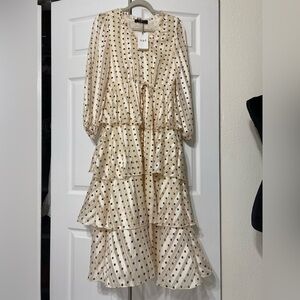 NWT O.P.T. Polka Dot Tiered midi Dress size S